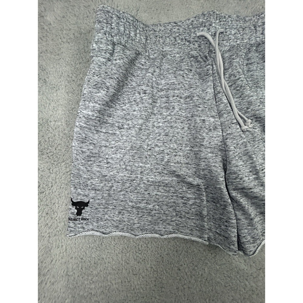 Under Armour Men's Size XL UA Project Rock Terry 5" Shorts Loose Heather Grey - Picture 2 of 10
